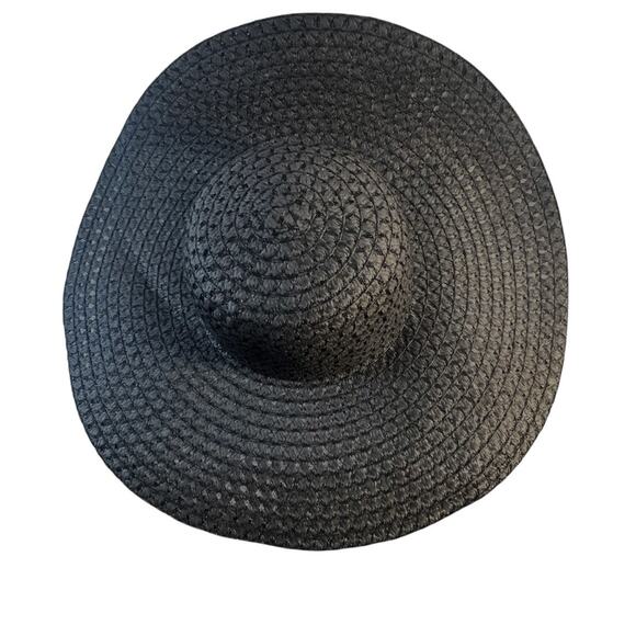 Black FAUX STRAW SUN HAT SZ ONE SIZE - Picture 7 of 11